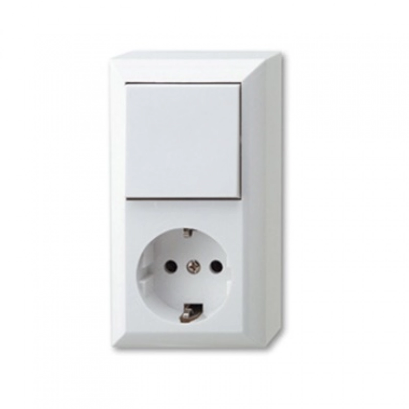 Intrerupator + priza shuko PT Alb 0314H 34554