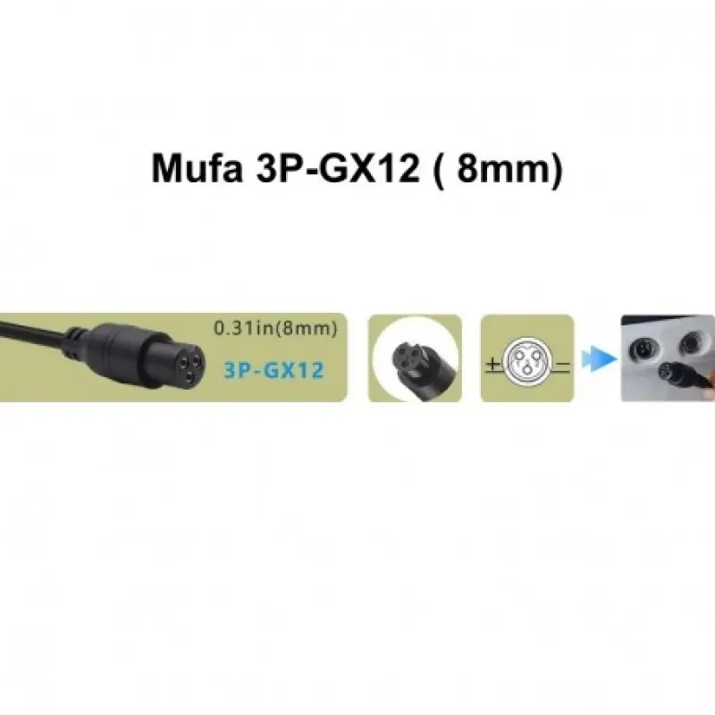 Incarcator acumulator Li-Ion 42V-2A mufa GX12/3pin 7h056 42408                                                                                                                                          