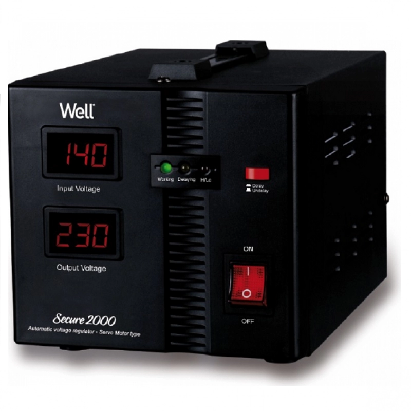 Stabilizator automat de tensiune 2000VA/1200W cu servo motor AVR-SRV-SECURE2000-WL.44878                                                                                                                