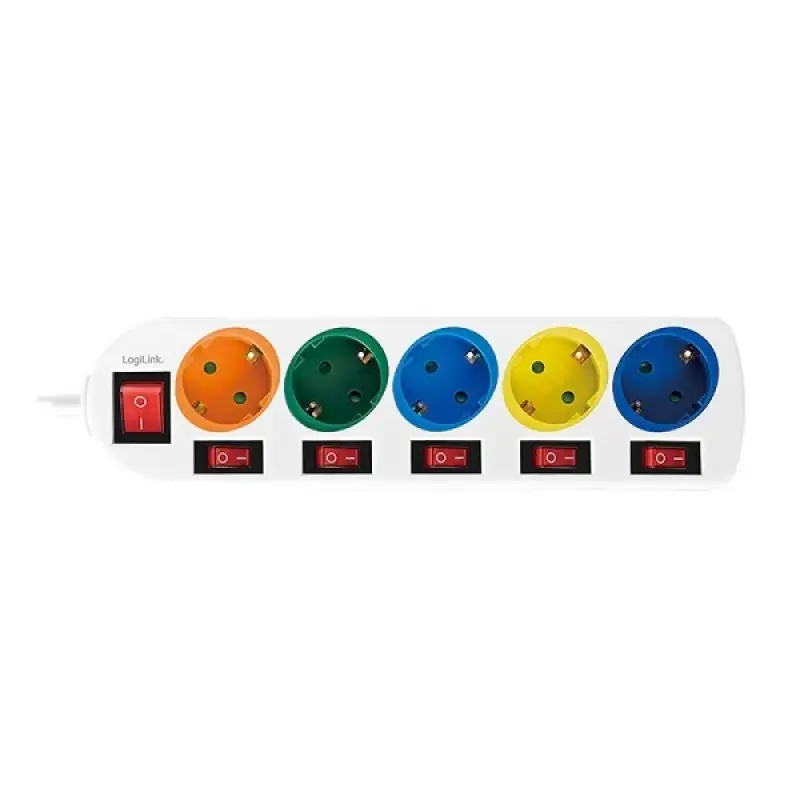 Prelungitor 5c/1.5m +intr 16a alb/multicolor lps259 48095