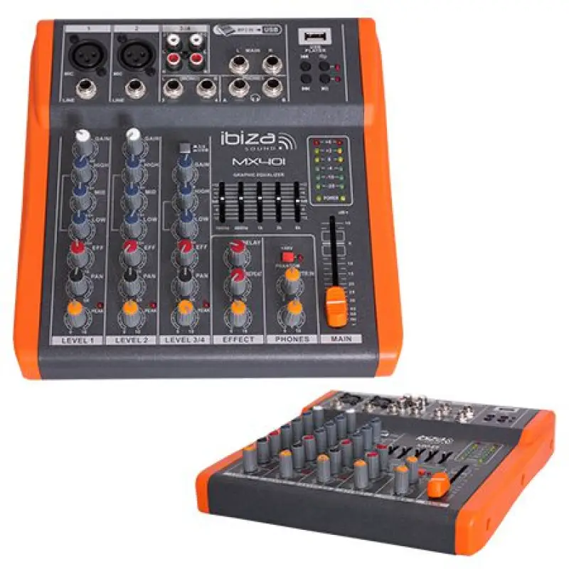 Mixer 4 canale cu egalizor, efecte si USB  MX401