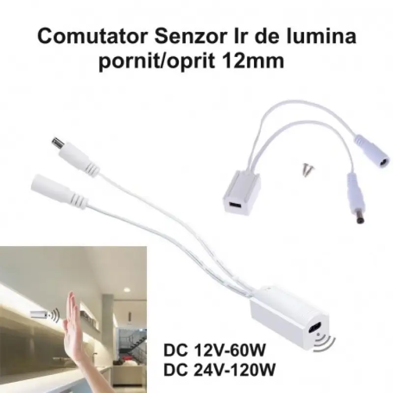 Intrerupator senzor pentru banda led cu mufa 12mm 12-24v max60w PRO-18a145.48297                                                                                                                        