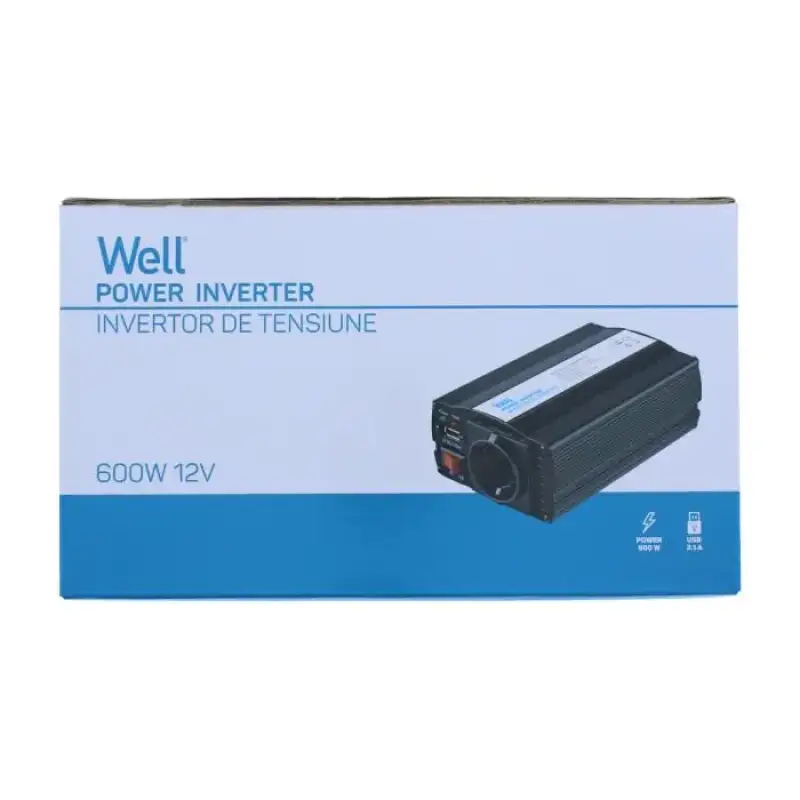 Invertor de tensiune 12v-220v 600W Well unda sinusoida pura PSUP-INV/U-12V600W 40414                                                                                                                    