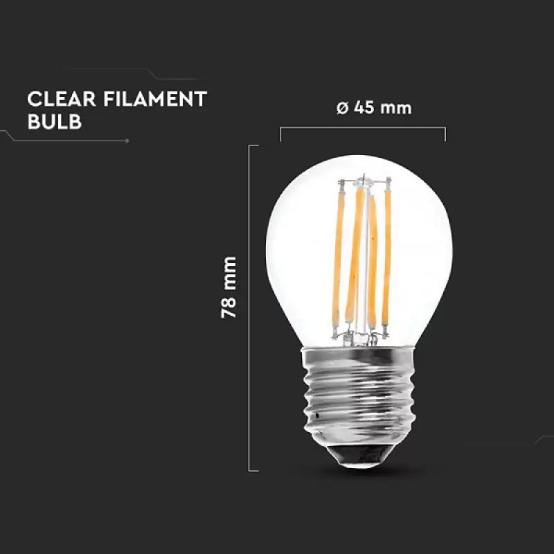 Bec Led E27 4w 3000k tip filament balon mic transparent sku-214306 47624