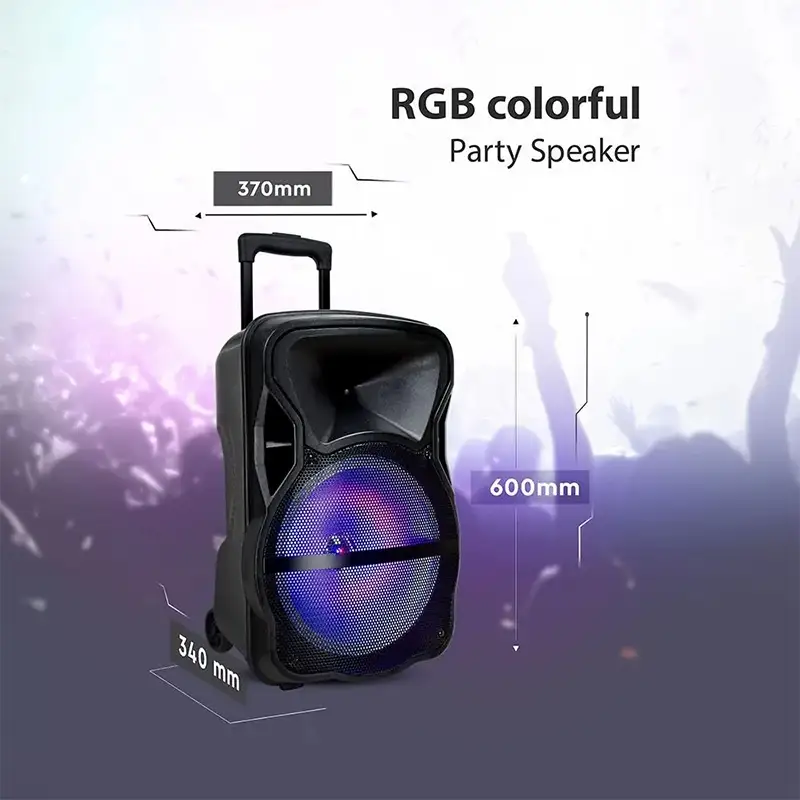 BOXA PORTABILA ILUMINATA LED 15"/38CM 50W RMS CU USB/SD/BT/FM SKU-7738