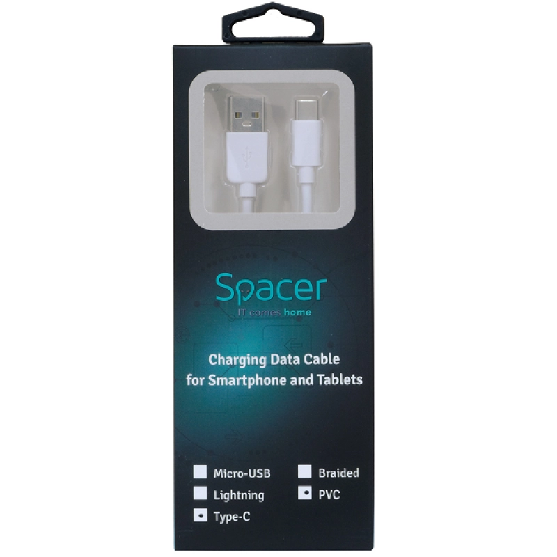 Cablu alimentare si date  USB-UsbC 1m 3.0 2.1a Spacer spdc-typec-pvc-w-1.0 46590                                                                                                                        