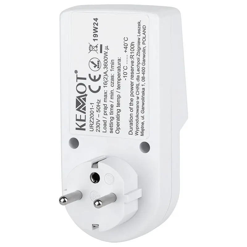 Priza cu temporizare 16A-3600w/220v Kemot URZ2001-1 * 44113                                                                                                                                             