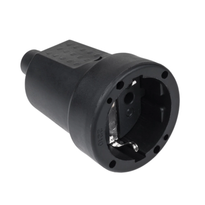 Stecher Schuko cauciucat 16A 250V negru URZ3176.29167