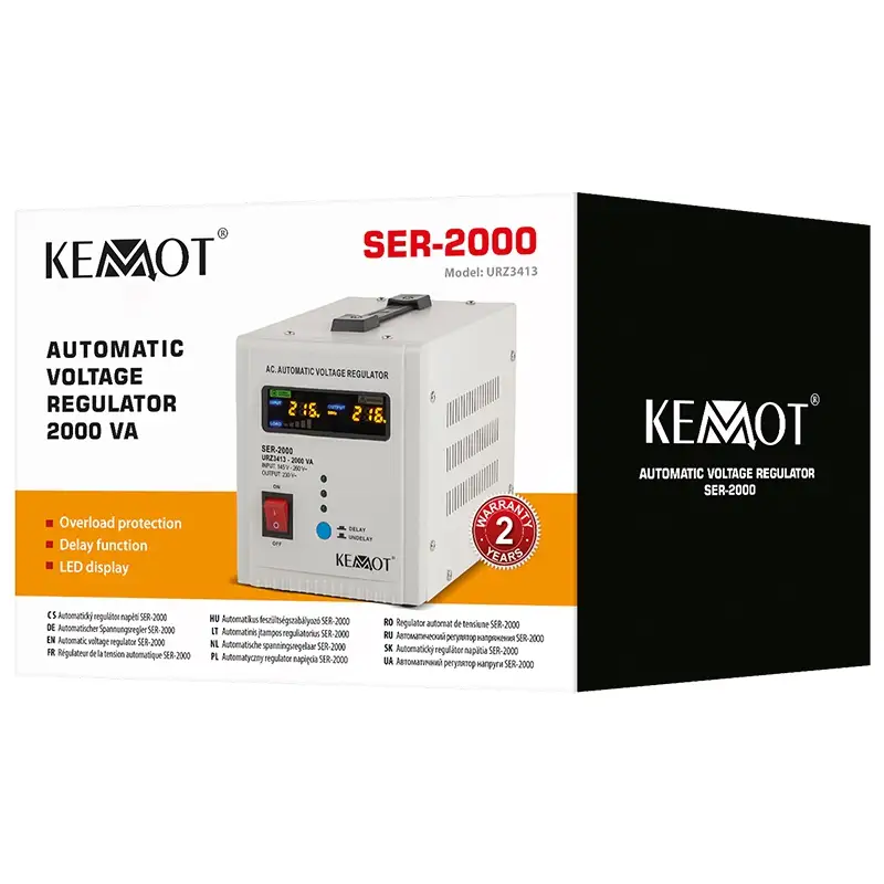 Stabilizator automat de tensiune 2000VA cu servo motor Kemot URZ3413.39519                                                                                                                              