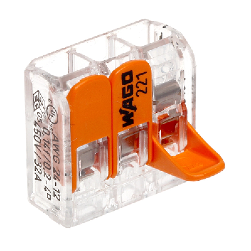 WAGO-221-413  clema wago 3x0.14-4mm  Cu  44267